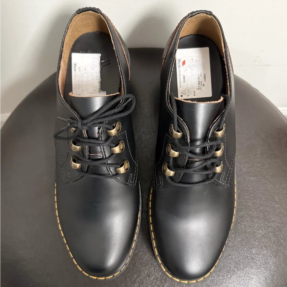 Dr Martens Black Vintage Smooth Leona Lo Platform Block Heel Shoes NWOB US 10